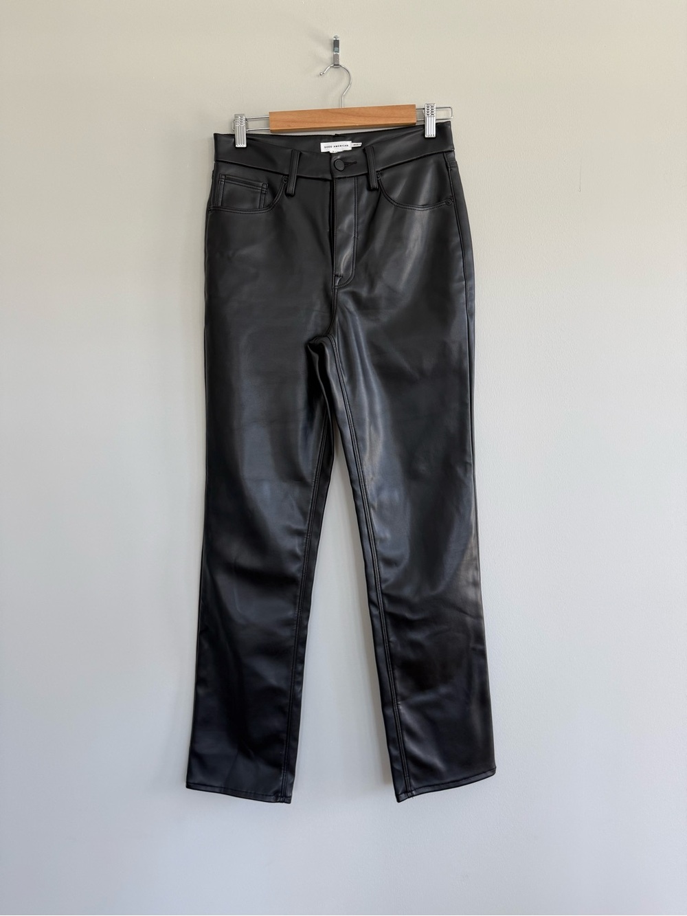 Good American - Black Faux Leather Straight-Leg Men’s Pants